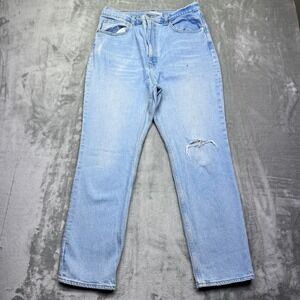 Levi's 70s High Slim Straight Jeans Distressed Ripped Light Wash Sz 32 Grunge